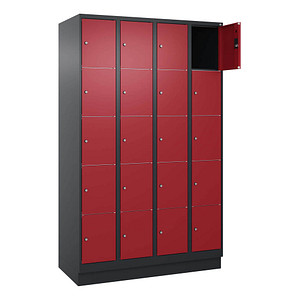 Image CP Schließfachschrank Classic PLUS rubinrot, schwarzgrau 080020-405 S10036, 20 Schließfächer 120,0 x 50,0 x 195,0 cm