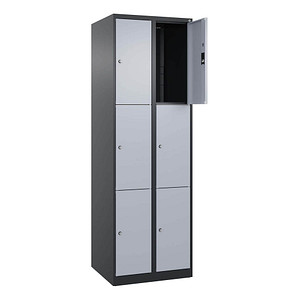 Image CP Schließfachschrank Classic Plus schwarzgrau, weißaluminium 080000-203 S10041, 6 Schließfächer 60,0 x 50,0 x 185,0 cm