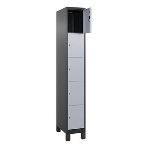 Image CP Schließfachschrank Classic Plus schwarzgrau, weißaluminium 080010-105 S10033, 5 Schließfächer 30,0 x 50,0 x 195,0 cm