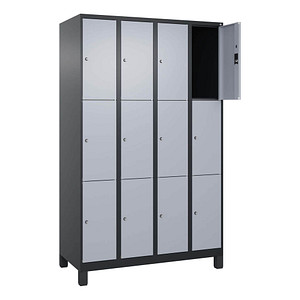 Image CP Schließfachschrank Classic Plus schwarzgrau, weißaluminium 080010-403 S10036, 12 Schließfächer 120,0 x 50,0 x 195,0 cm