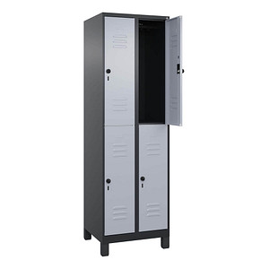 Image CP Spind Classic Plus schwarzgrau, weißaluminium 080310-20 S10146, 4 Schließfächer 60,0 x 50,0 x 195,0 cm