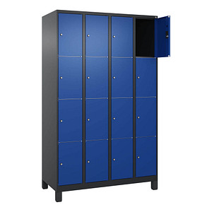Image CP Schließfachschrank Classic Plus enzianblau, schwarzgrau 080010-404 S10036, 16 Schließfächer 120,0 x 50,0 x 195,0 cm