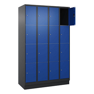 Image CP Schließfachschrank Classic PLUS enzianblau, schwarzgrau 080020-404 S10034, 16 Schließfächer 120,0 x 50,0 x 185,0 cm