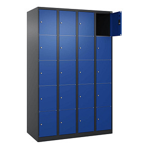 Image CP Schließfachschrank Classic Plus enzianblau, schwarzgrau 080000-405 S10030, 20 Schließfächer 120,0 x 50,0 x 185,0 cm