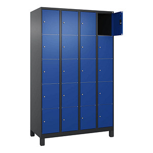 Image CP Schließfachschrank Classic Plus enzianblau, schwarzgrau 080010-405 S10033, 20 Schließfächer 120,0 x 50,0 x 195,0 cm
