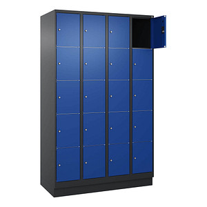 Image CP Schließfachschrank Classic PLUS enzianblau, schwarzgrau 080020-405 S10035, 20 Schließfächer 120,0 x 50,0 x 195,0 cm
