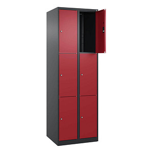 Image CP Schließfachschrank Classic Plus rubinrot, schwarzgrau 080000-203 S10034, 6 Schließfächer 60,0 x 50,0 x 185,0 cm