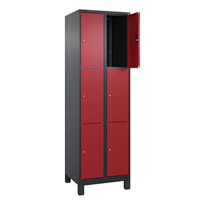 Image CP Schließfachschrank Classic Plus rubinrot, schwarzgrau 080010-203 S10035, 6 Schließfächer 60,0 x 50,0 x 195,0 cm