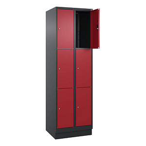 Image CP Schließfachschrank Classic PLUS rubinrot, schwarzgrau 080020-203 S10030, 6 Schließfächer 60,0 x 50,0 x 195,0 cm
