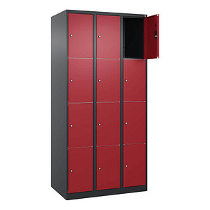 Image CP Schließfachschrank Classic Plus rubinrot, schwarzgrau 080000-304 S10030, 12 Schließfächer 90,0 x 50,0 x 185,0 cm