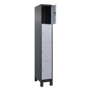 Image CP Schließfachschrank Classic Plus schwarzgrau, weißaluminium 080010-104 S10034, 4 Schließfächer 30,0 x 50,0 x 195,0 cm