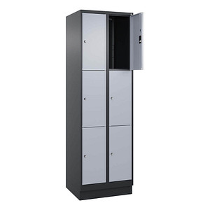 Image CP Schließfachschrank Classic PLUS schwarzgrau, weißaluminium 080020-203 S10013, 6 Schließfächer 60,0 x 50,0 x 195,0 cm