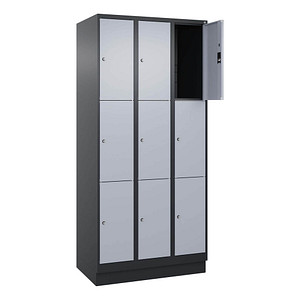 Image CP Schließfachschrank Classic PLUS schwarzgrau, weißaluminium 080020-303 S10013, 9 Schließfächer 90,0 x 50,0 x 195,0 cm