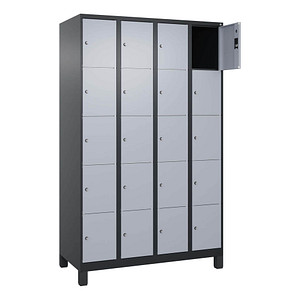 Image CP Schließfachschrank Classic Plus schwarzgrau, weißaluminium 080010-405 S10038, 20 Schließfächer 120,0 x 50,0 x 195,0 cm