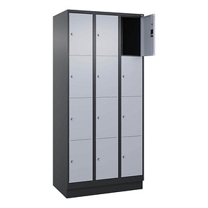 Image CP Schließfachschrank Classic PLUS schwarzgrau, weißaluminium 080020-304 S10013, 4 Schließfächer 90,0 x 50,0 x 185,0 cm