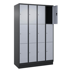 Image CP Schließfachschrank Classic PLUS schwarzgrau, weißaluminium 080020-403 S10036, 12 Schließfächer 120,0 x 50,0 x 195,0 cm