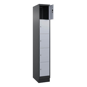Image CP Schließfachschrank Classic PLUS schwarzgrau, weißaluminium 080020-105 S10036, 5 Schließfächer 30,0 x 50,0 x 195,0 cm