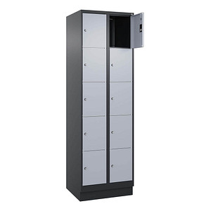 Image CP Schließfachschrank Classic PLUS schwarzgrau, weißaluminium 080020-205 S10013, 10 Schließfächer 60,0 x 50,0 x 195,0 cm