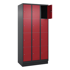 Image CP Schließfachschrank Classic PLUS rubinrot, schwarzgrau 080020-304 S10039, 4 Schließfächer 90,0 x 50,0 x 185,0 cm