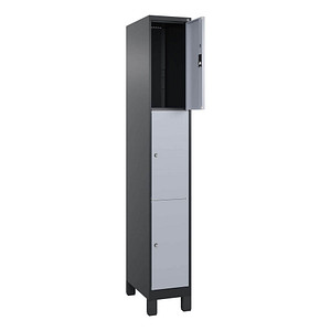 Image CP Schließfachschrank Classic Plus schwarzgrau, weißaluminium 080010-103 S10029, 3 Schließfächer 30,0 x 50,0 x 195,0 cm