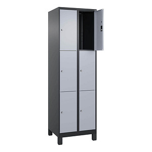 Image CP Schließfachschrank Classic Plus schwarzgrau, weißaluminium 080010-203 S10038, 6 Schließfächer 60,0 x 50,0 x 195,0 cm
