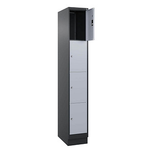 Image CP Schließfachschrank Classic PLUS schwarzgrau, weißaluminium 080020-104 S10013, 4 Schließfächer 30,0 x 50,0 x 185,0 cm