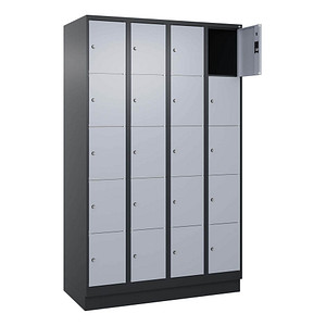 Image CP Schließfachschrank Classic PLUS schwarzgrau, weißaluminium 080020-405 S10040, 20 Schließfächer 120,0 x 50,0 x 195,0 cm