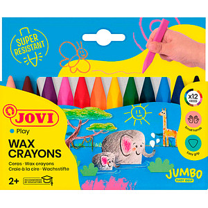 Image JOVI Jumbo Easy Grip Wachsmalstifte farbsortiert, 12 St.