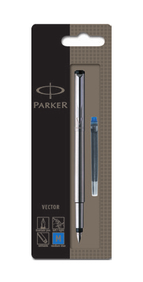 Image PARKER Füllfederhalter Parker VECTOR Edelstahl M Blau 1er Blister