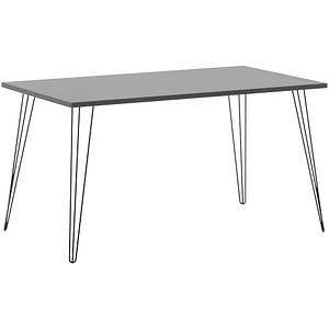Image MÖBELPARTNER Fynn Schreibtisch platingrau rechteckig, 4-Fuß-Gestell schwarz 120,0 x 80,0 cm