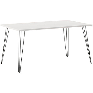 Image MÖBELPARTNER Fynn Schreibtisch weiß rechteckig, 4-Fuß-Gestell schwarz 160,0 x 80,0 cm