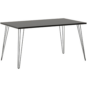 Image MÖBELPARTNER Fynn Schreibtisch basaltgrau rechteckig, 4-Fuß-Gestell schwarz 140,0 x 80,0 cm