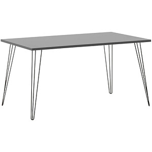 Image MÖBELPARTNER Fynn Schreibtisch platingrau rechteckig, 4-Fuß-Gestell schwarz 140,0 x 80,0 cm