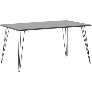 Image MÖBELPARTNER Fynn Schreibtisch platingrau rechteckig, 4-Fuß-Gestell schwarz 160,0 x 80,0 cm