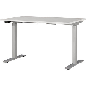 Image GERMANIA JET höhenverstellbarer Schreibtisch lichtgrau rechteckig, T-Fuß-Gestell silber 120,0 x 80,0 cm