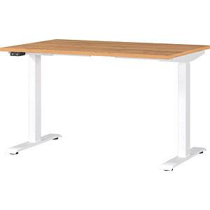 Image GERMANIA JET höhenverstellbarer Schreibtisch grandson-eiche rechteckig, T-Fuß-Gestell weiß 120,0 x 80,0 cm