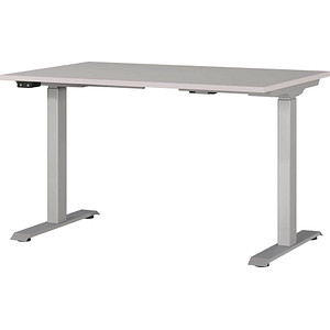 Image GERMANIA JET höhenverstellbarer Schreibtisch kaschmir rechteckig, T-Fuß-Gestell silber 120,0 x 80,0 cm
