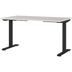 Image GERMANIA JET höhenverstellbarer Schreibtisch lichtgrau rechteckig, T-Fuß-Gestell schwarz 140,0 x 80,0 cm