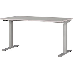 Image GERMANIA JET höhenverstellbarer Schreibtisch kaschmir rechteckig, T-Fuß-Gestell silber 140,0 x 80,0 cm