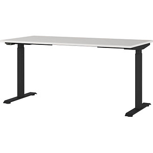 Image GERMANIA JET höhenverstellbarer Schreibtisch lichtgrau rechteckig, T-Fuß-Gestell schwarz 160,0 x 80,0 cm