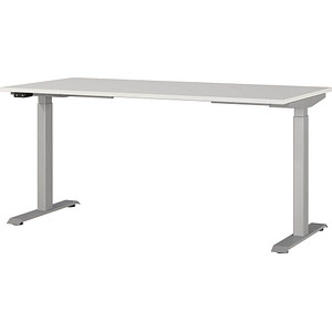 Image GERMANIA JET höhenverstellbarer Schreibtisch lichtgrau rechteckig, T-Fuß-Gestell silber 160,0 x 80,0 cm