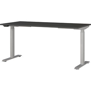 Image GERMANIA JET höhenverstellbarer Schreibtisch grafit rechteckig, T-Fuß-Gestell silber 160,0 x 80,0 cm