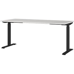 Image GERMANIA JET höhenverstellbarer Schreibtisch lichtgrau rechteckig, T-Fuß-Gestell schwarz 180,0 x 80,0 cm
