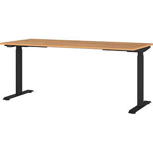 Image GERMANIA JET höhenverstellbarer Schreibtisch grandson-eiche rechteckig, T-Fuß-Gestell schwarz 180,0 x 80,0 cm