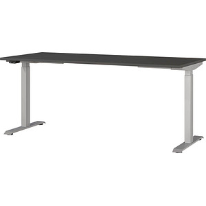 Image GERMANIA JET höhenverstellbarer Schreibtisch grafit rechteckig, T-Fuß-Gestell silber 180,0 x 80,0 cm