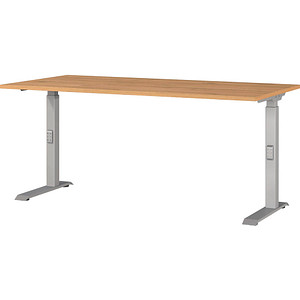 Image GERMANIA DOWNEY höhenverstellbarer Schreibtisch grandson-eiche rechteckig, C-Fuß-Gestell silber 160,0 x 80,0 cm