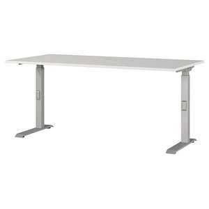 Image GERMANIA DOWNEY höhenverstellbarer Schreibtisch lichtgrau rechteckig, C-Fuß-Gestell silber 160,0 x 80,0 cm