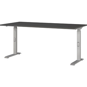 Image GERMANIA DOWNEY höhenverstellbarer Schreibtisch grafit rechteckig, C-Fuß-Gestell silber 160,0 x 80,0 cm