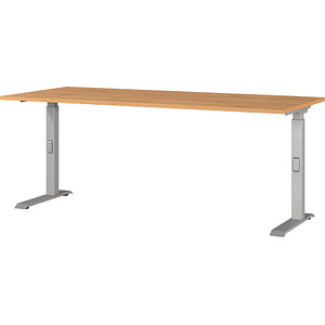 Image GERMANIA DOWNEY höhenverstellbarer Schreibtisch grandson-eiche rechteckig, C-Fuß-Gestell silber 180,0 x 80,0 cm