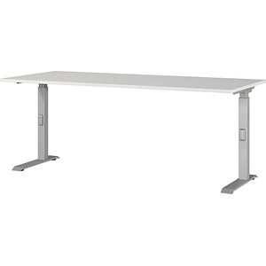 Image GERMANIA DOWNEY höhenverstellbarer Schreibtisch lichtgrau rechteckig, C-Fuß-Gestell silber 180,0 x 80,0 cm